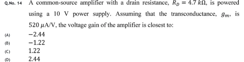 GATE 2020 EE question 14