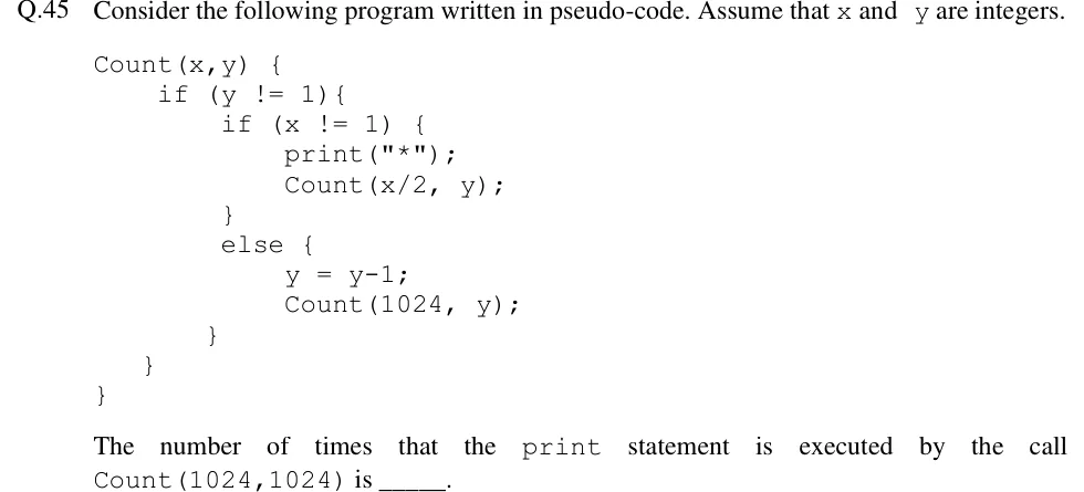 GATE 2018 CS question 45