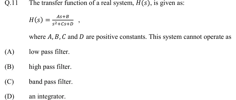 GATE 2022 EE question 11