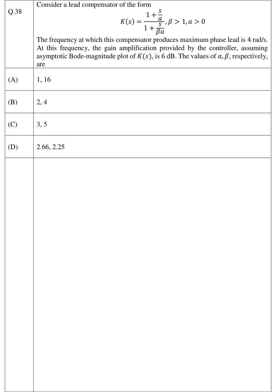 GATE 2023 EE question 38
