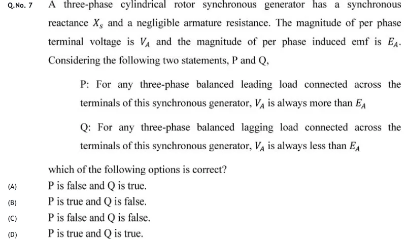 GATE 2020 EE question 7