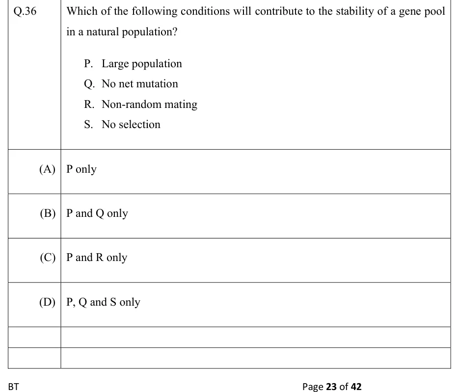 GATE 2022 BT question 36