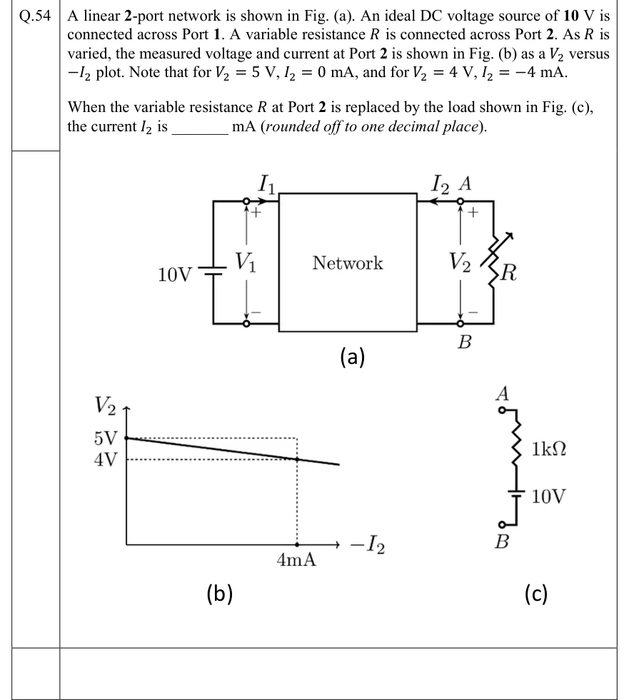 GATE 2022 EC question 54: Fig.
