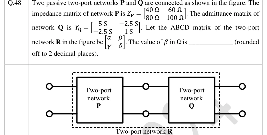GATE 2024 EE question 48: Two boxes connected in cascade.