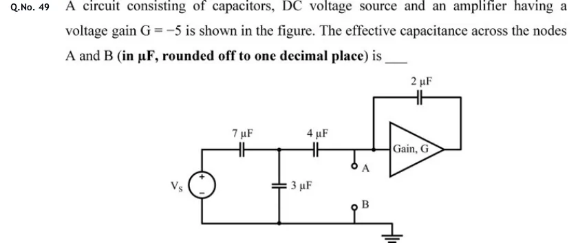 GATE 2020 IN question 49: Ladder circuit with an amplifier.