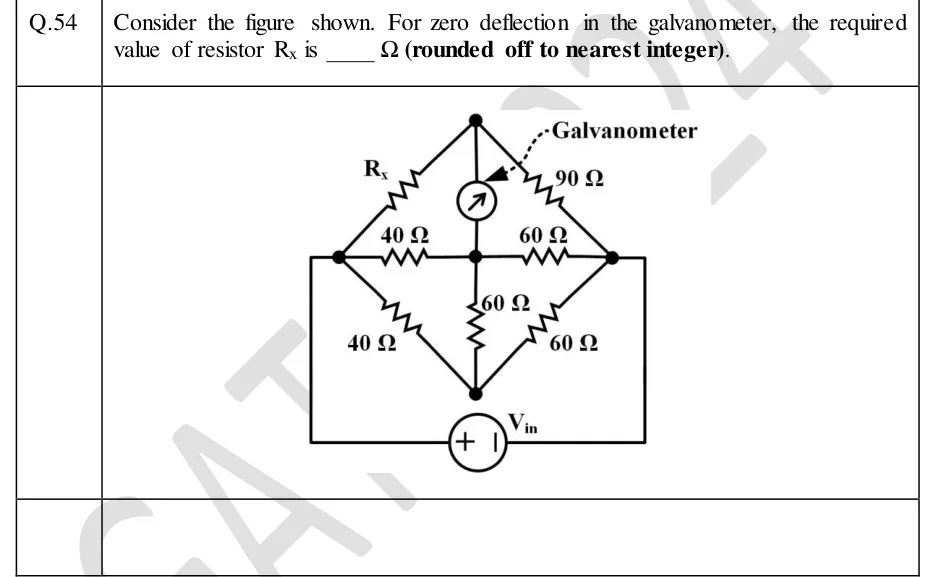 GATE 2024 IN question 54: A diamond-shaped bridge with five nodes: top node T, left node L, centre node C, right node R and bottom node B.