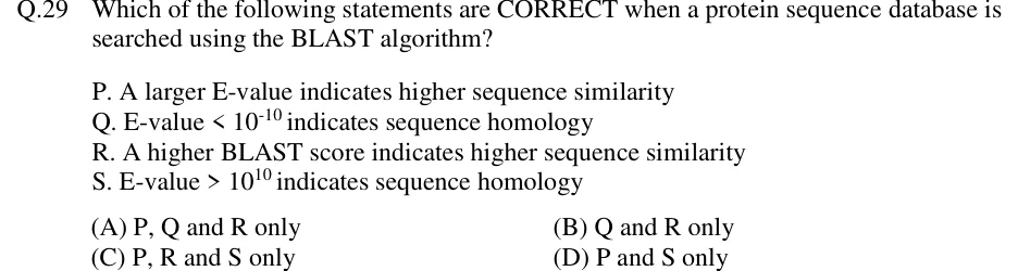 GATE 2019 BT question 29